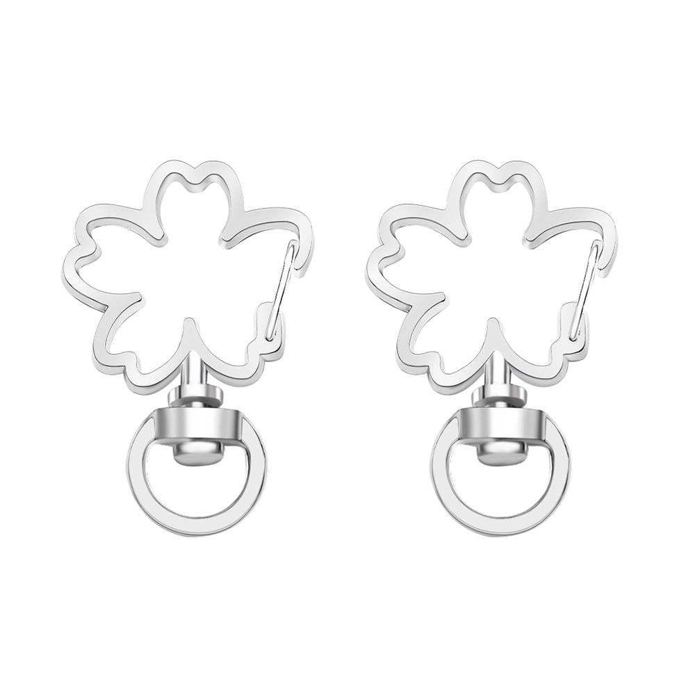 Cherry Blossoms Swivel Snap Hook Keychain Metal Spring Snap Key Ring Silver Two - soufeelfr