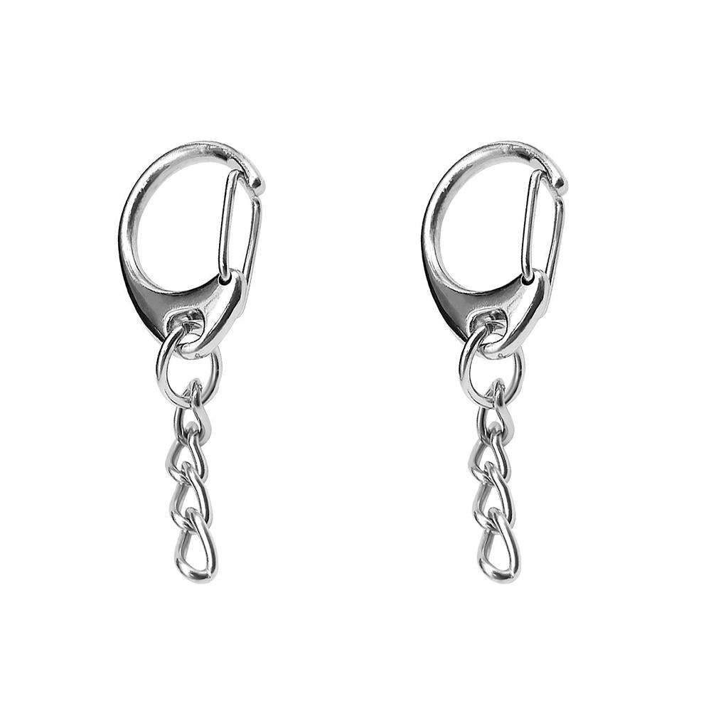 Petit Porte-clés À Boucle En Forme De C Porte-clés À Pression À Ressort Avec Chaîne Et Anneau De Saut Argent Deux - soufeelfr