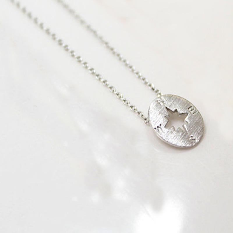 Collier Boussole Mode Petit Cercle R茅tro Pendentif