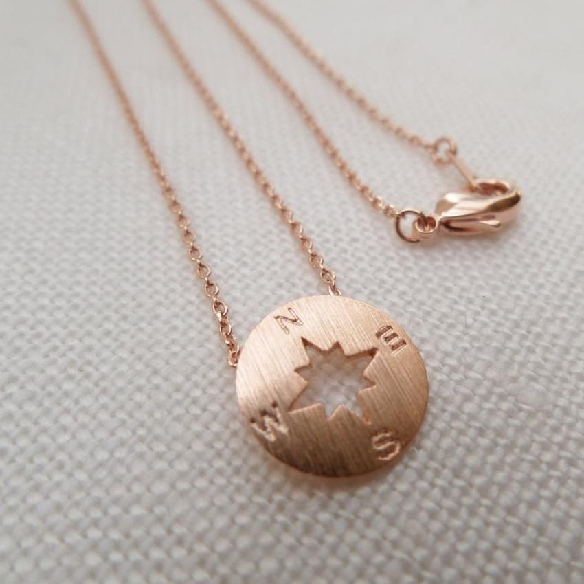 Collier Boussole Mode Petit Cercle R茅tro Pendentif