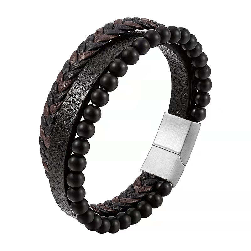 Bracelet Simple Bracelet En Cuir Tressé Cadeaux Pour Hommes - soufeelfr