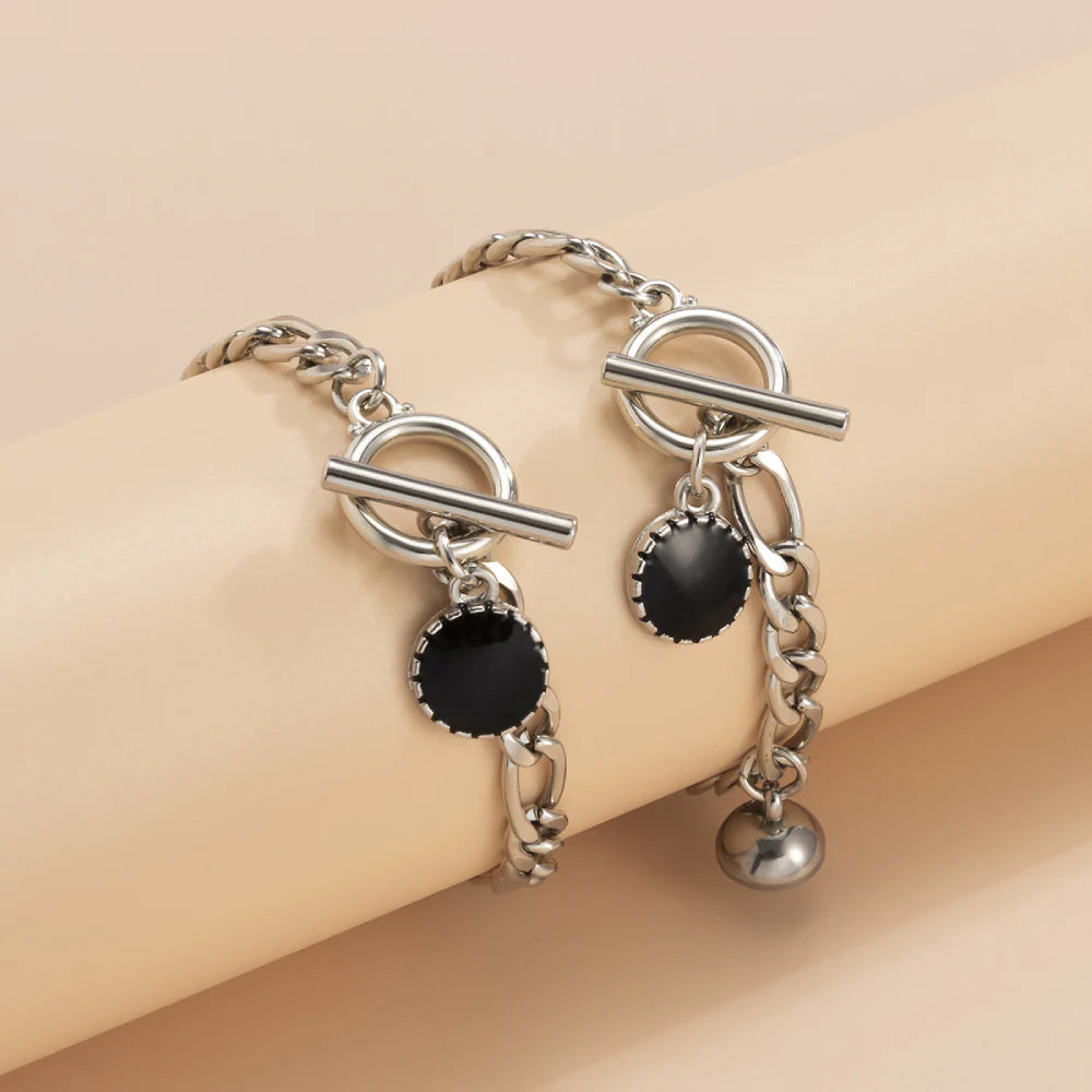 Ensemble De Bracelets De Couple Magnétiques Design Punk Cadeau De La Saint-valentin Pour Les Couples - soufeelfr