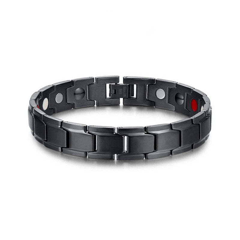 Bracelet De Thérapie Magnétique Ion Négatif Simple Cadeau De Mode En Acier Au Titane Pour Hommes - soufeelfr