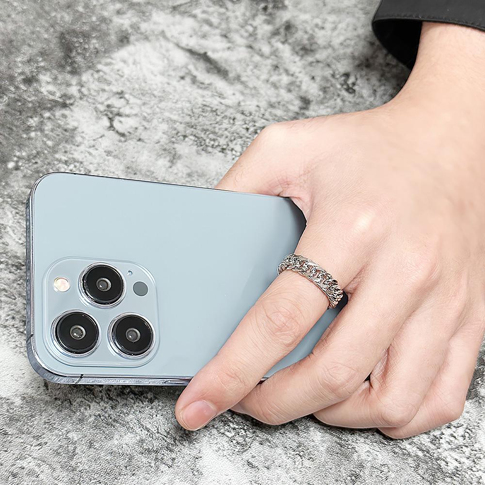 Bague De Motard En Acier Au Titane Avec Chaîne À Maillons Cubains Pour Homme - soufeelfr