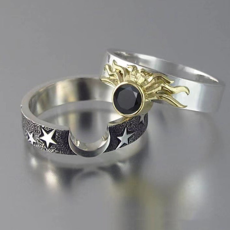 Soleil Et Lune Bagues Assorties Couples Bague Bijoux Cadeau Pour Les Amoureux - soufeelfr