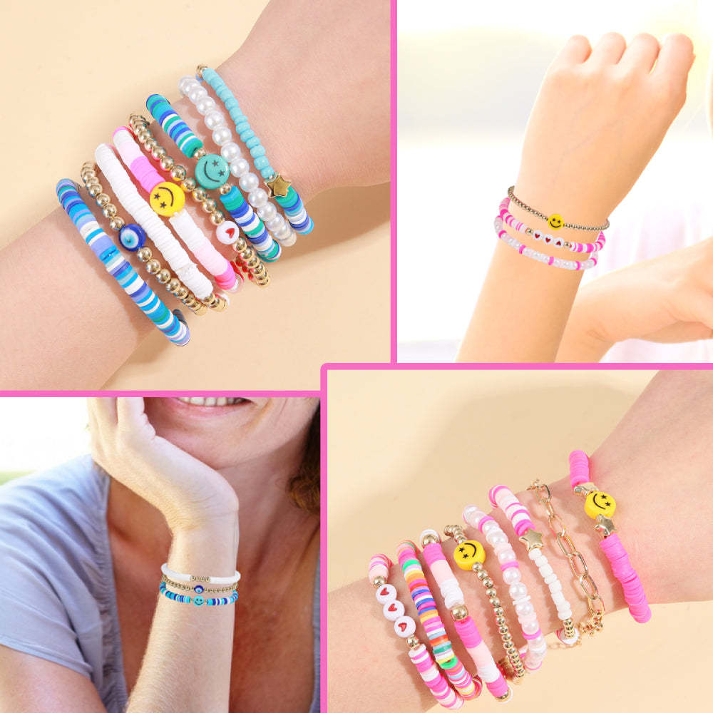 Ensemble De Bracelets Preppy En Argile Douce, Bijoux Bohèmes Superposés Pour Elle - soufeelfr