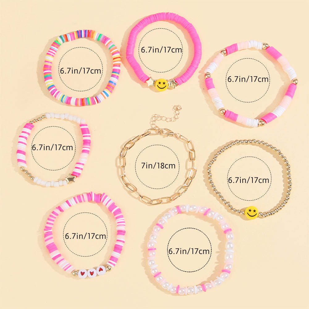 Ensemble De Bracelets Preppy En Argile Douce, Bijoux Bohèmes Superposés Pour Elle - soufeelfr