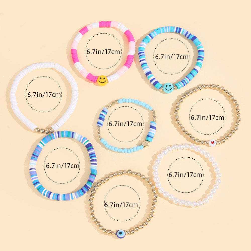 Ensemble De Bracelets Preppy En Argile Douce, Bijoux Bohèmes Superposés Pour Elle - soufeelfr