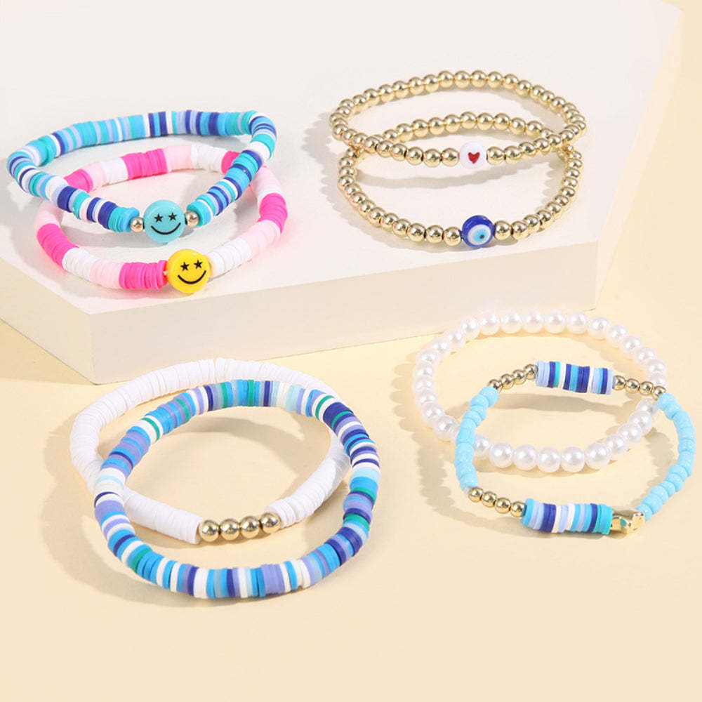 Ensemble De Bracelets Preppy En Argile Douce, Bijoux Bohèmes Superposés Pour Elle - soufeelfr