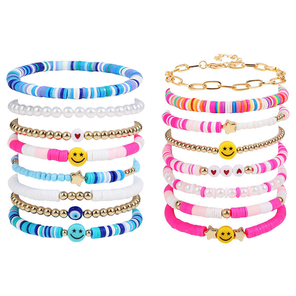 Ensemble De Bracelets Preppy En Argile Douce, Bijoux Bohèmes Superposés Pour Elle - soufeelfr