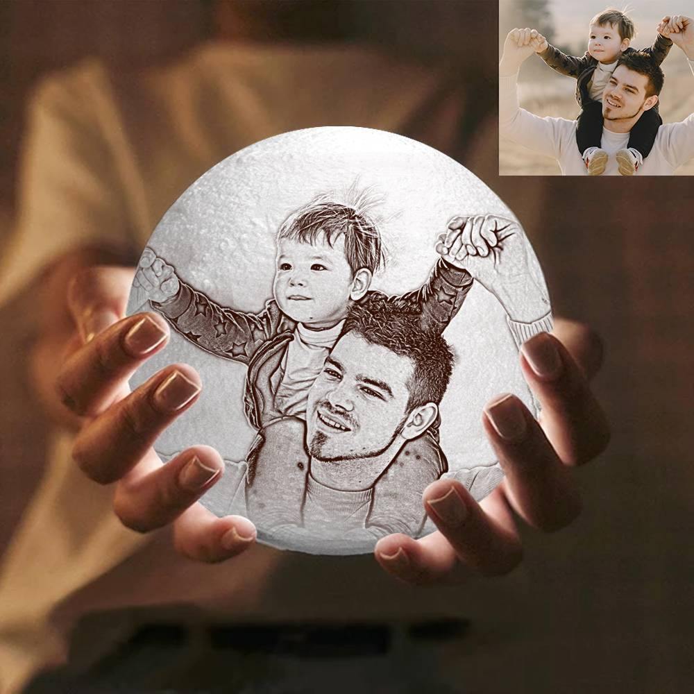 Lampe Photo Lune, Lumière Photo 3d Personnalisée, Pour Maman - Toucher Deux Couleurs (10-20cm) - Soufeelus
