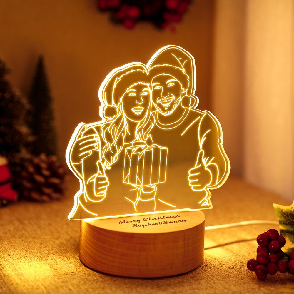 Lampe Photo 3d Personnalisée Led Pour Chambre À Coucher, Cadeau Veilleuse Personnalisé Pour Noël