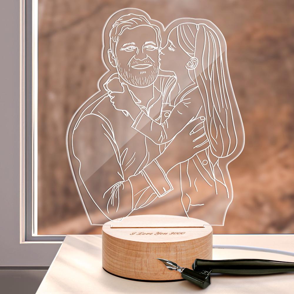 Lampe Photo 3d Personnalisée Led Pour Chambre Cadeau Veilleuse Personnalisé Pour Père Je T'aime 3000 - soufeelfr