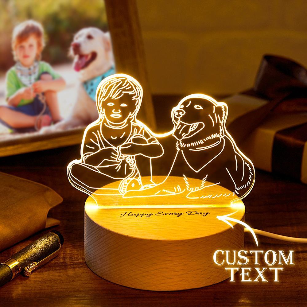 Lampe Photo 3d Personnalisée Led Pour Chambre À Coucher, Cadeau De Lampe Veilleuse Personnalisé Pour Les Amoureux Des Animaux Domestiques