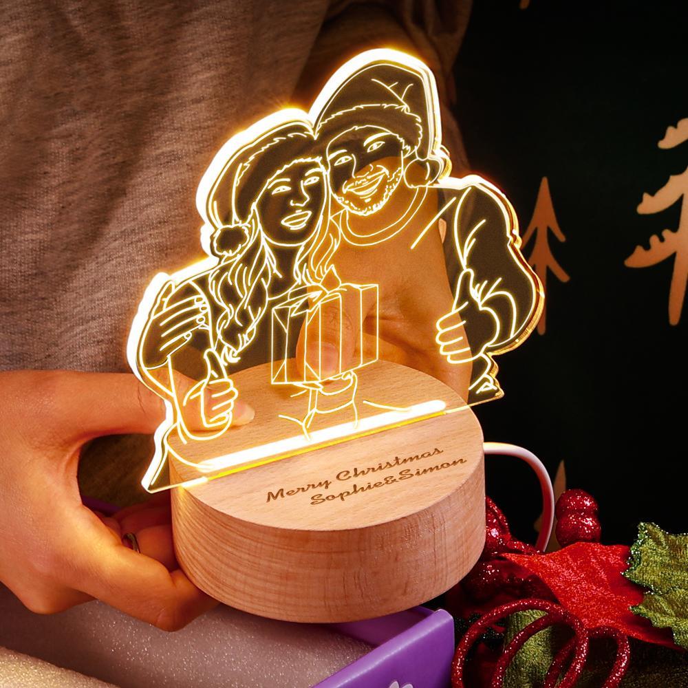 Lampe Photo 3d Personnalisée Led Pour Chambre À Coucher, Cadeau Veilleuse Personnalisé Pour Noël