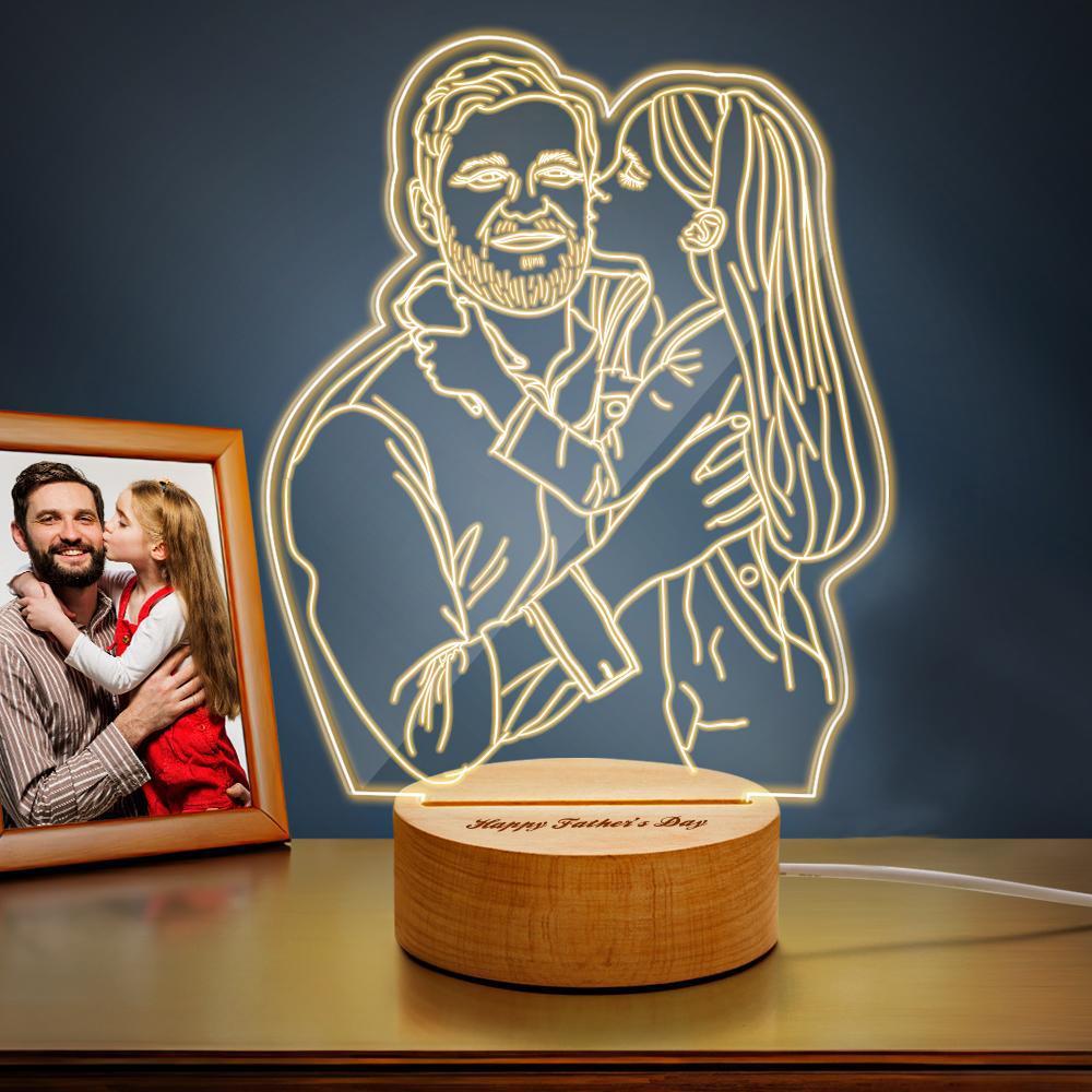 Lampe Photo 3d Personnalisée Led Pour Chambre À Coucher, Cadeau Personnalisé Pour La Fête Des Pères