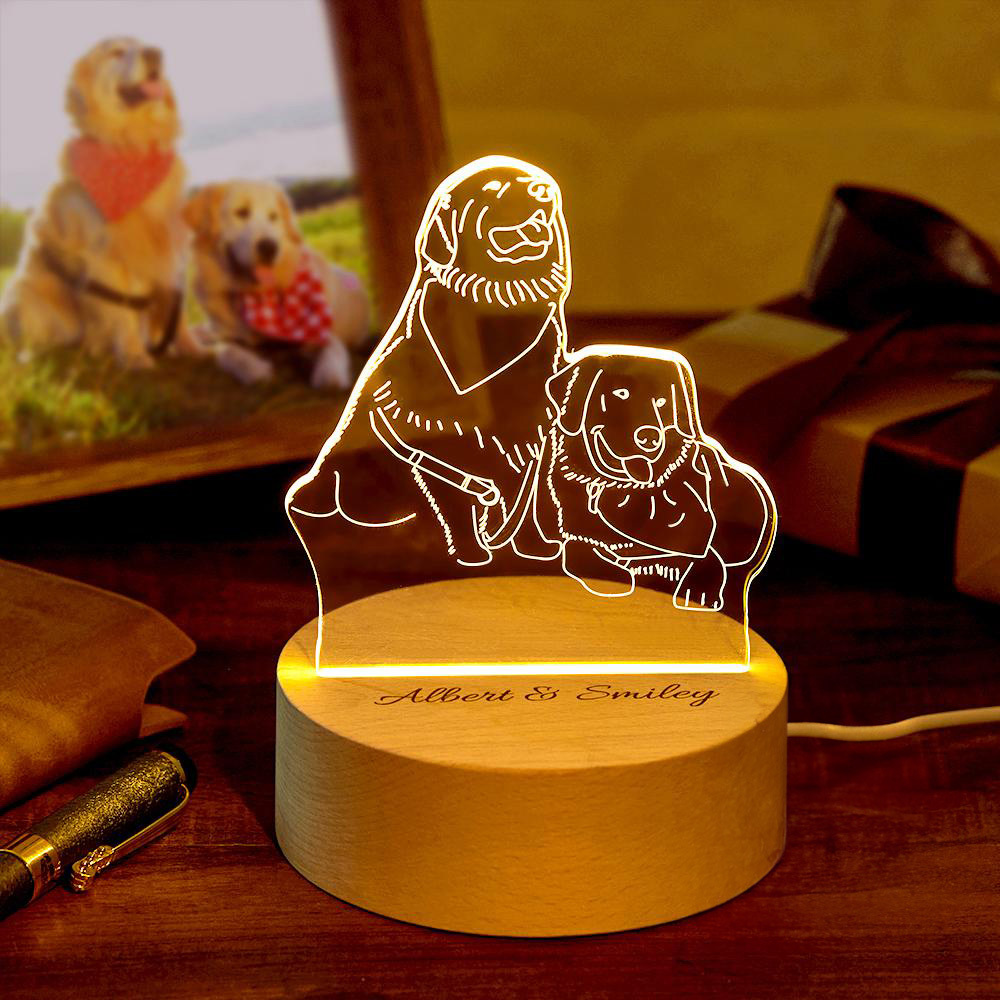 Lampe Photo 3d Personnalisée Led Pour Chambre À Coucher, Cadeau De Lampe Veilleuse Personnalisé Pour Les Amoureux Des Animaux Domestiques