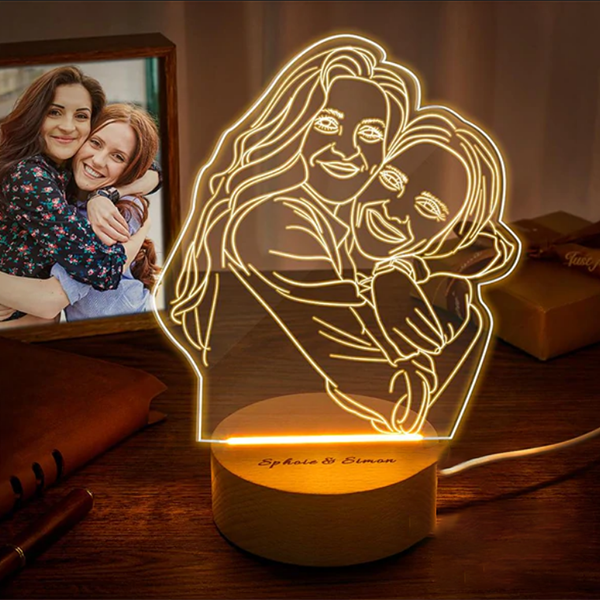 Lampe Photo 3d Personnalisée Led Pour Chambre À Coucher, Cadeau Lampe Veilleuse Personnalisé Pour Amis