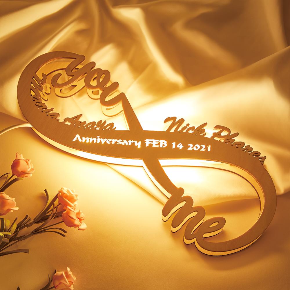Cadeau Créatif D'amour D'infini De Lampe En Bois De Lampe Veilleuse Gravée Par Coutume Pour Elle
