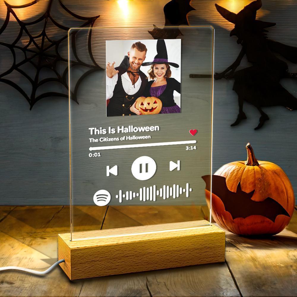 Scannable Halloween Spotify Code Frame Acrylique Musique Plaque Lampe Veilleuse Meilleurs Cadeaux Halloween Pour Elle