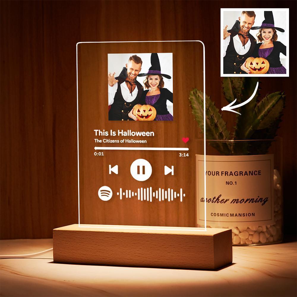 Scannable Halloween Spotify Code Frame Acrylique Musique Plaque Lampe Veilleuse Meilleurs Cadeaux Halloween Pour Elle
