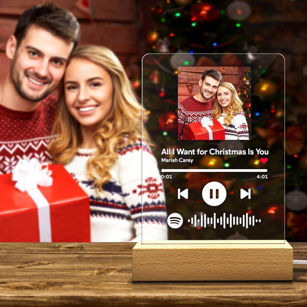Scannable Noël Spotify Code Cadre Photo Acrylique Musique Plaque Lampe Veilleuse Unique Cadeaux De Noël Pour Lui