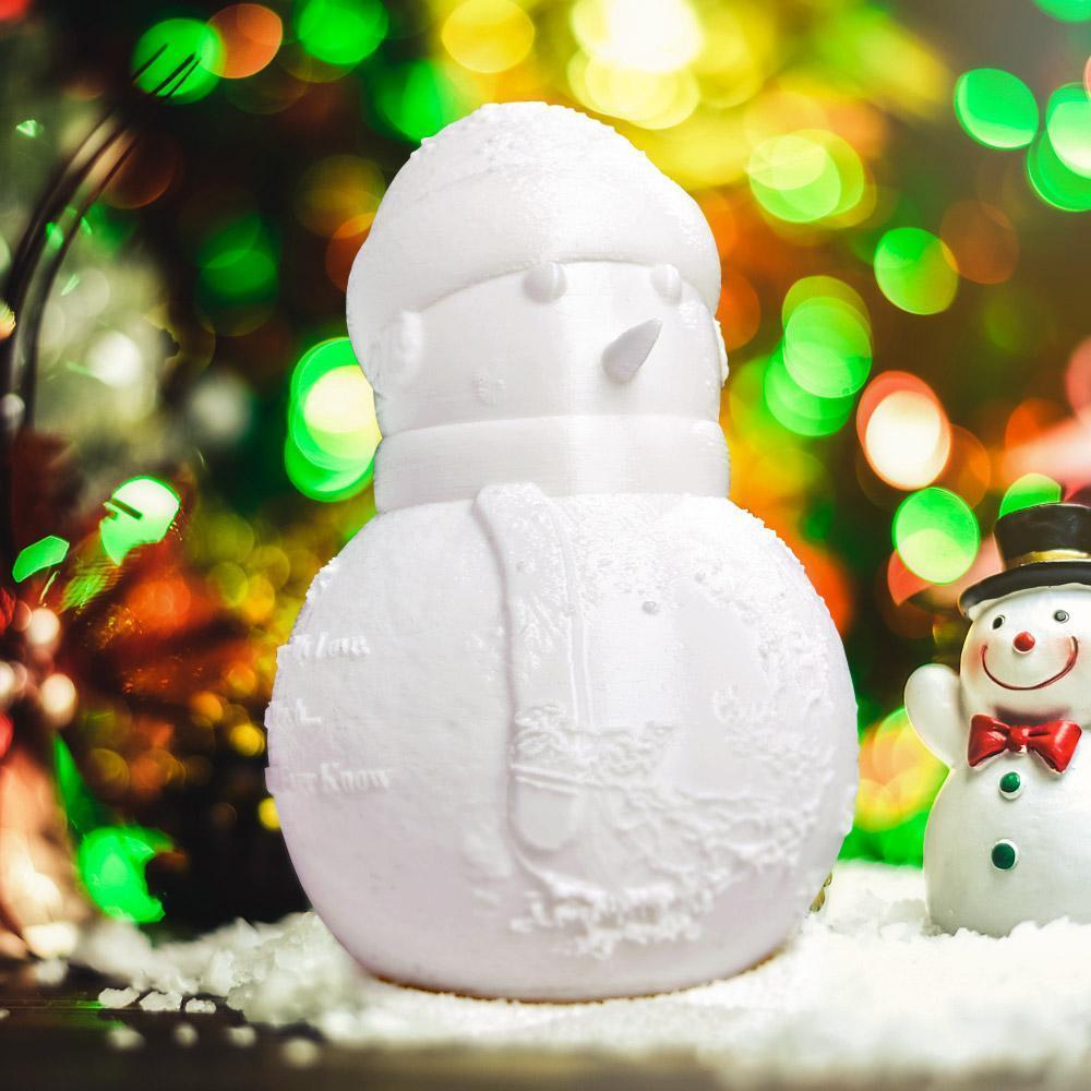Custom Photo Engraved Night Light Snowman Lamp Christmas Gift - Tap Three Colors (Wooden Holder Included)