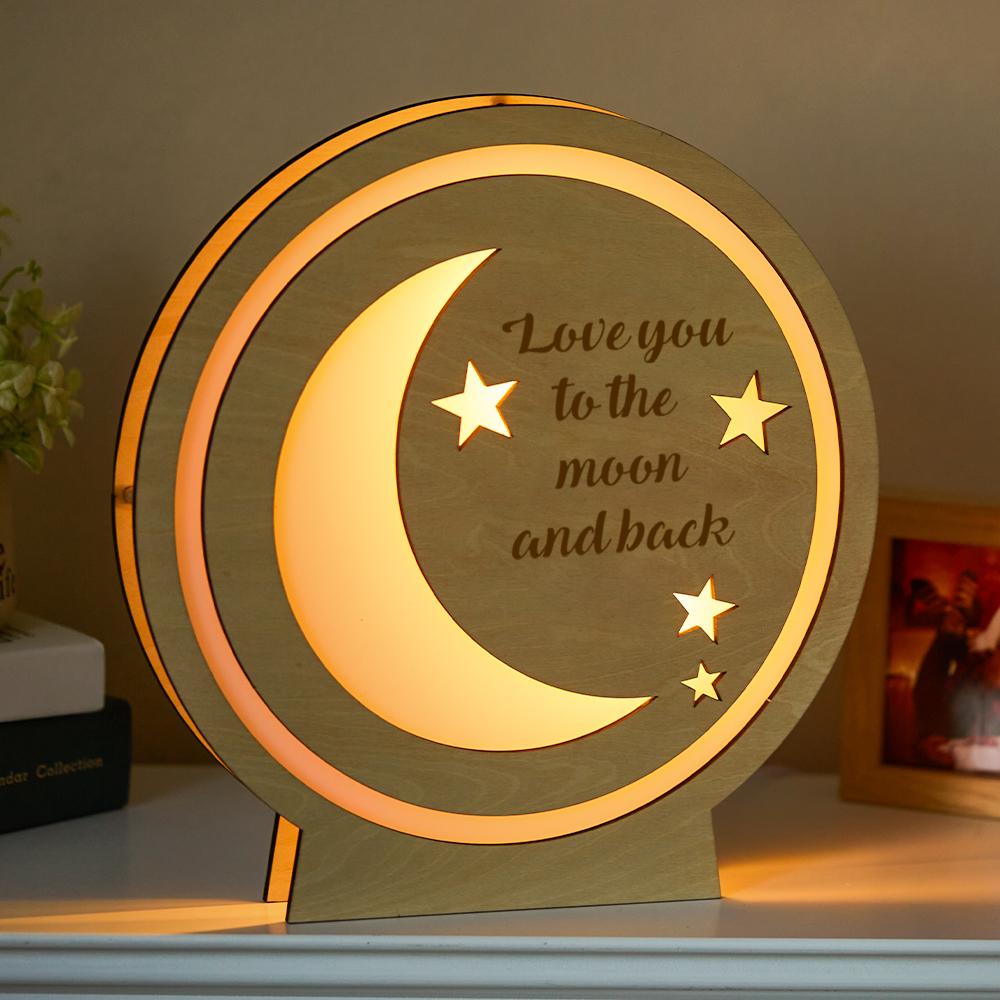 Cadeau De Lampe Au Clair De Lune En Bois Gravé Personnalisé Pour Votre Famille
