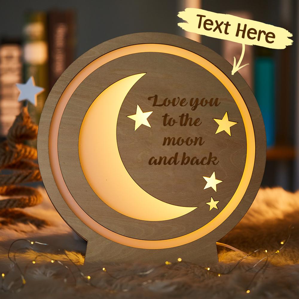 Cadeau De Lampe Au Clair De Lune En Bois Gravé Personnalisé Pour Votre Famille