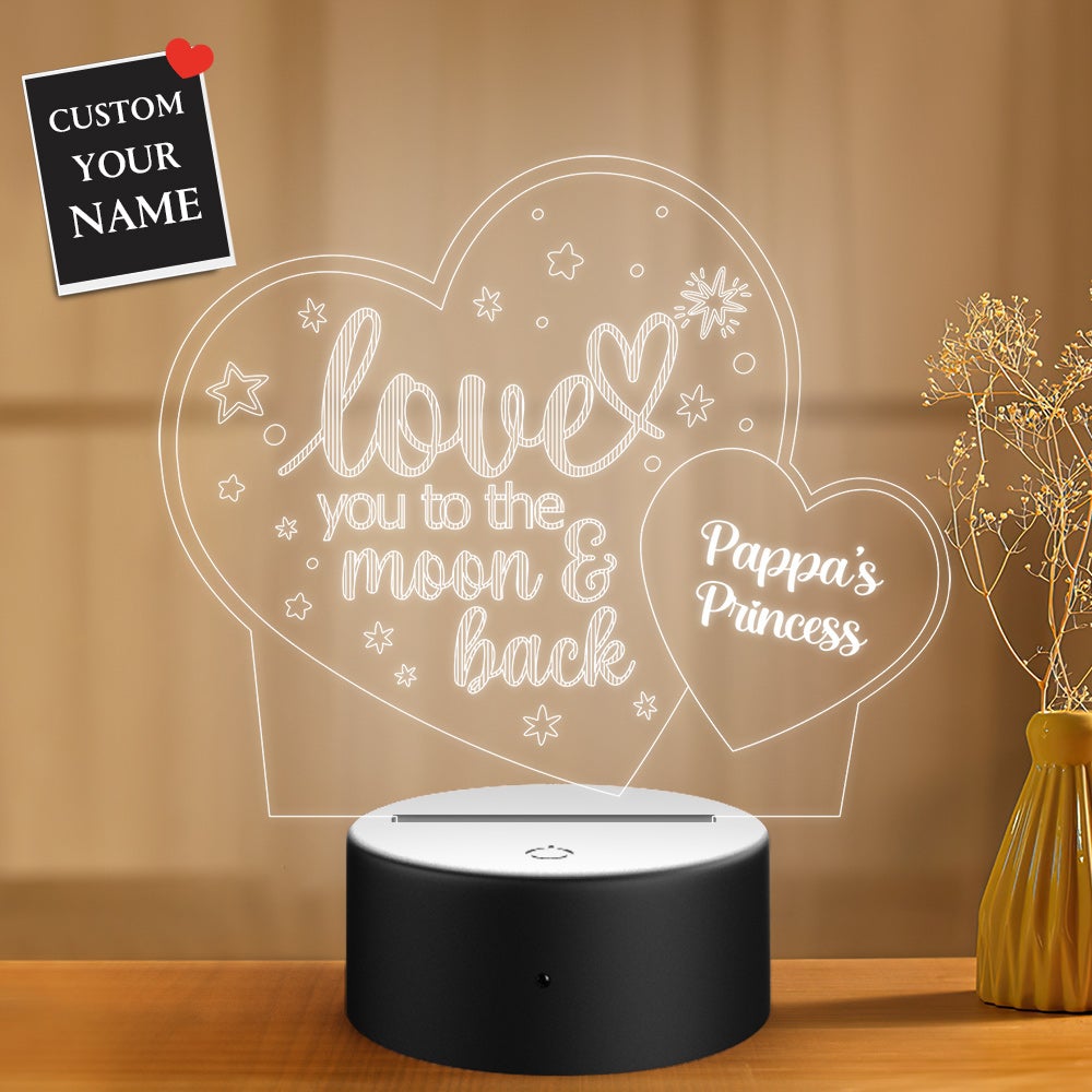 Cadeaux Personnalisés Aimer Coeur 3d Illusion Nom Personnalisé Lampe Veilleuse - soufeelfr
