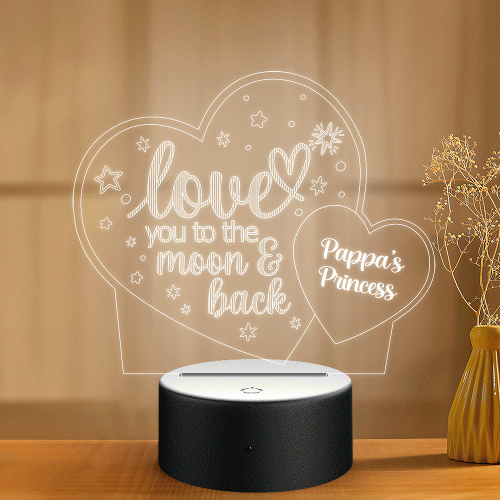 Cadeaux Personnalisés Aimer Coeur 3d Illusion Nom Personnalisé Lampe Veilleuse - soufeelfr