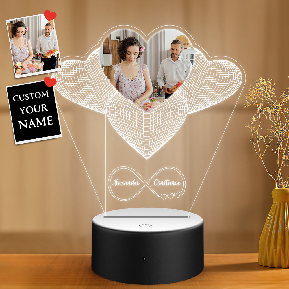 Cadeaux Personnalisés Lampe Veilleuse Personnalisée En Forme De Cœur Illusion 3d - soufeelfr