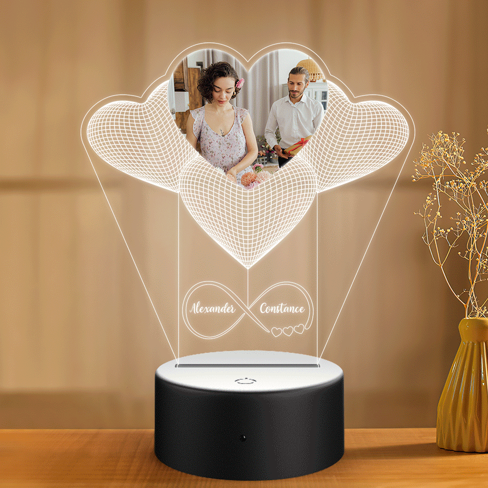 Cadeaux Personnalisés Lampe Veilleuse Personnalisée En Forme De Cœur Illusion 3d - soufeelfr
