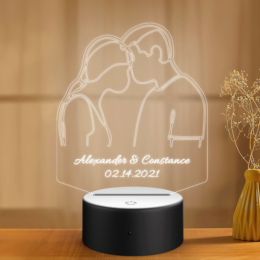Lampe Personnalisée Nom Et Date Personnalisés Cadeau Saint Valentin - soufeelfr