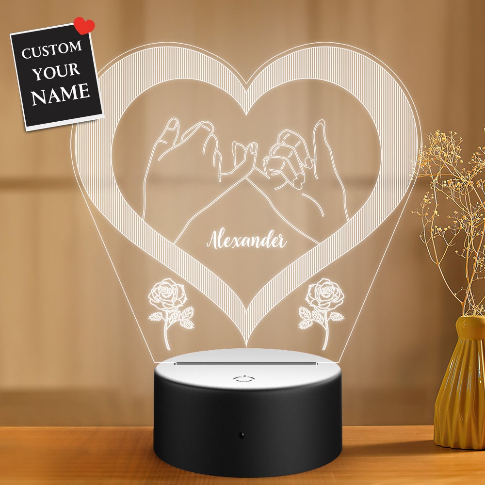 Lampe Veilleuse Plaque Acrylique Personnalisée Avec Tenir Les Doigts Cadeau Pour Petit Ami Petite Amie Saint Valentin - soufeelfr