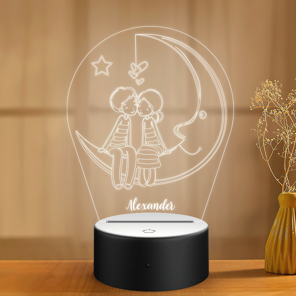 Cadeau Personnalisé De Lune Et D'amant De Lampe Veilleuse Pour La Saint-valentin De Petit Ami Petite Amie - soufeelfr