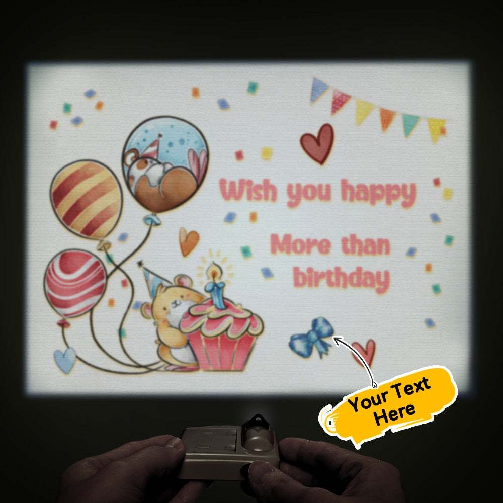 Texte Personnalisé Dessin Animé Ballon Projecteur Lampe Maison Fête Décor Atmosphère Lumière Cadeau D'anniversaire