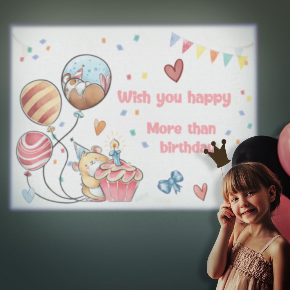 Texte Personnalisé Dessin Animé Ballon Projecteur Lampe Maison Fête Décor Atmosphère Lumière Cadeau D'anniversaire