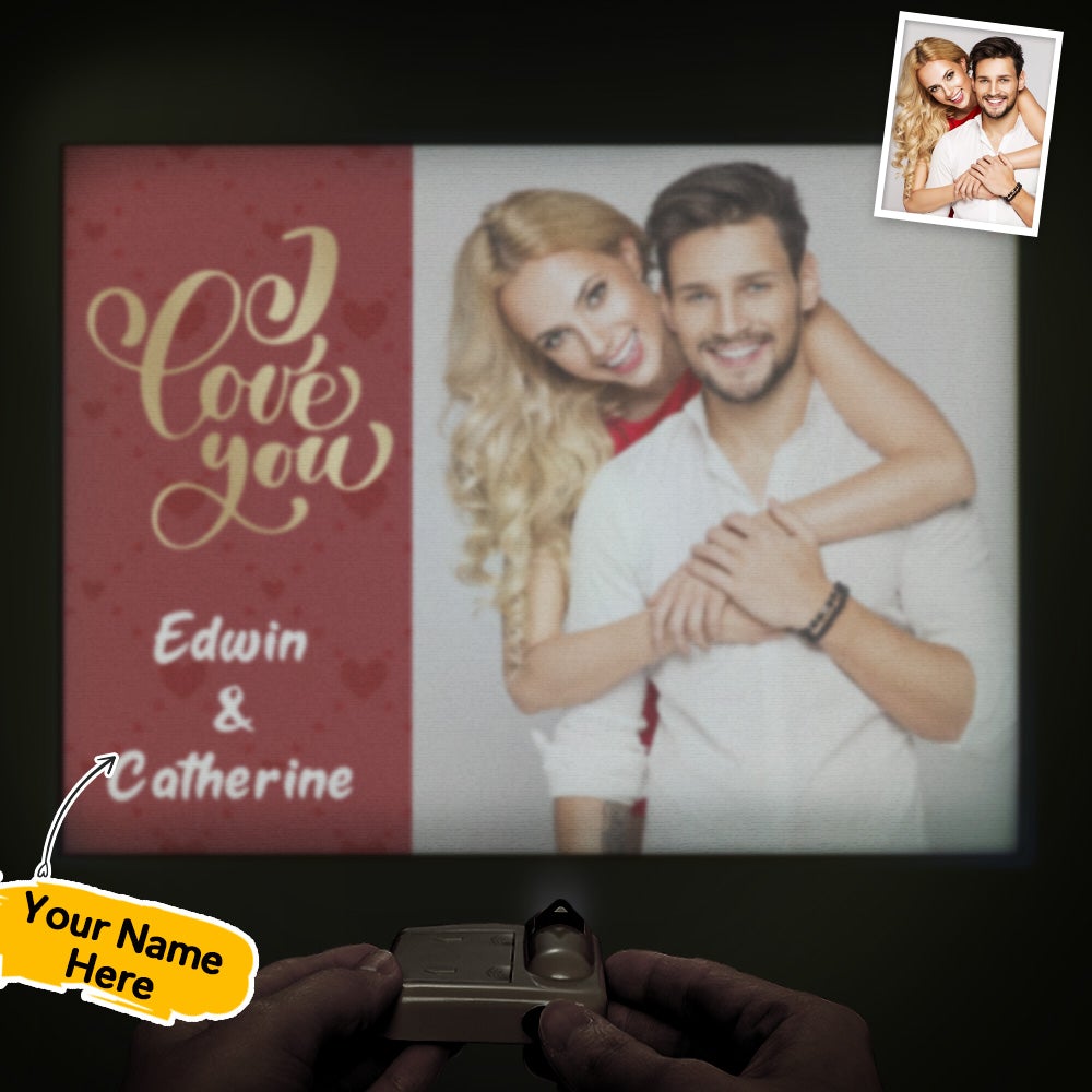 Nom Personnalisé Photo Projecteur Lampe Romantique Rouge Amour Coeur Maison Fête Décor Atmosphère Lumière Saint Valentin Cadeau