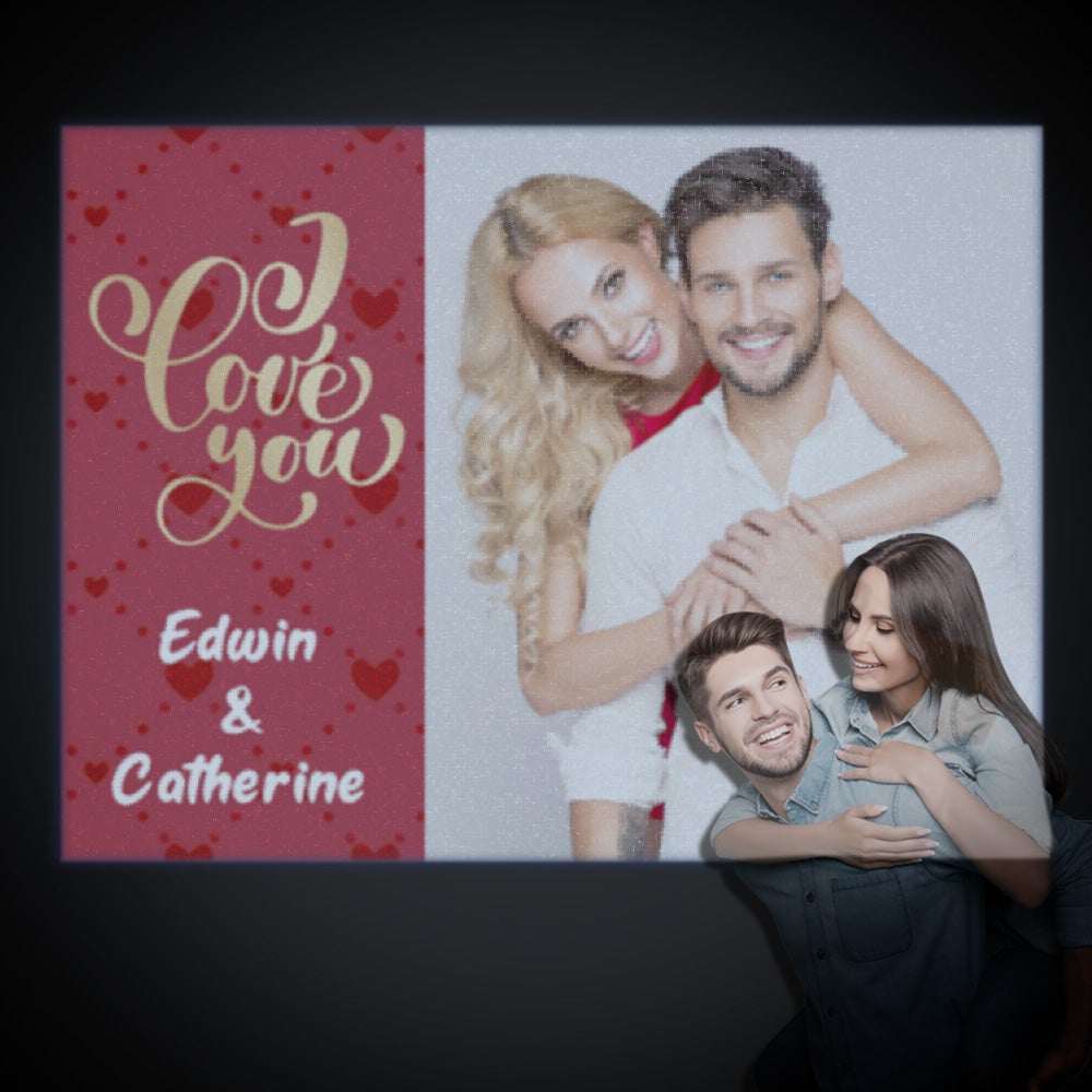 Nom Personnalisé Photo Projecteur Lampe Romantique Rouge Amour Coeur Maison Fête Décor Atmosphère Lumière Saint Valentin Cadeau