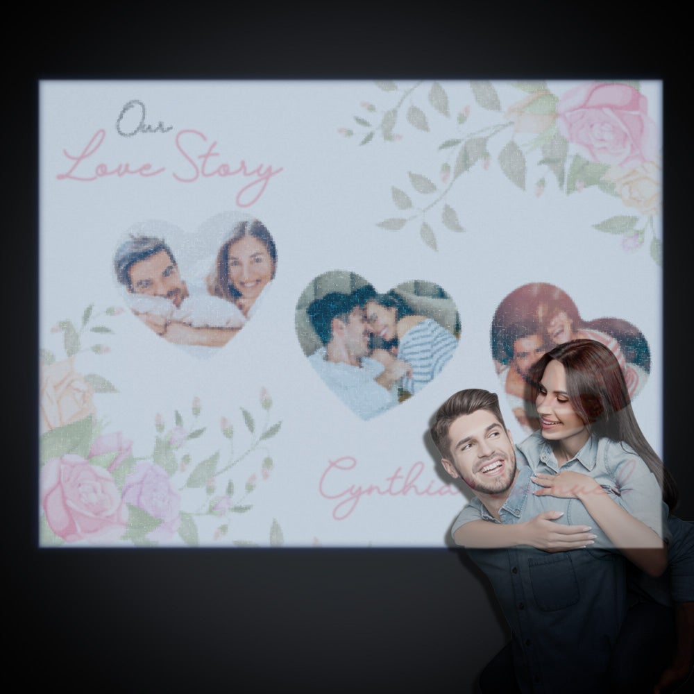 Nom Personnalisé Photo Projecteur Lampe Romantique Frais Fleur Maison Fête Décor Atmosphère Lumière Saint Valentin Cadeau