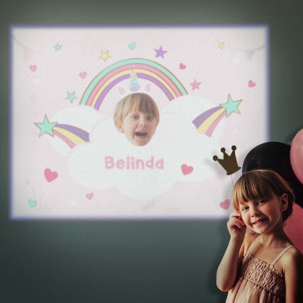 Nom Personnalisé Visage Projecteur Lampe Dessin Animé Licorne Maison Fête Décor Atmosphère Lumière