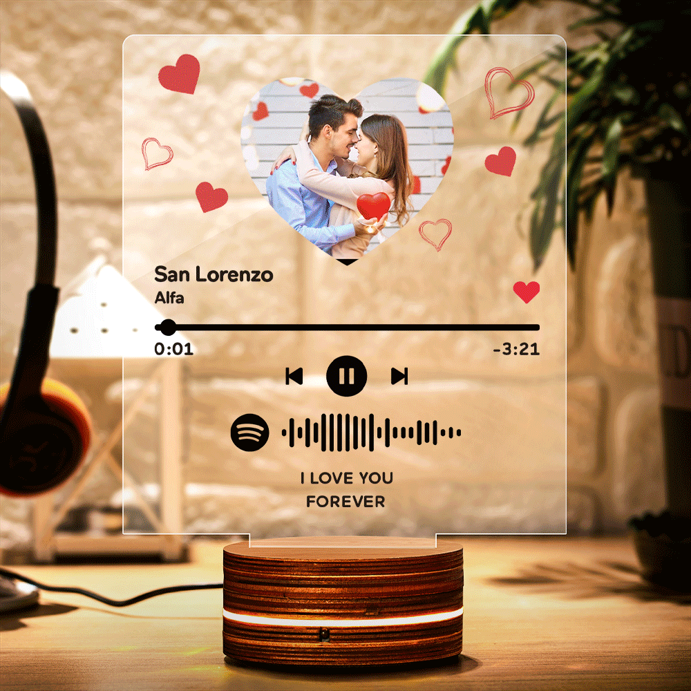Veilleuse Spotify Art Personnalisée Avec Cadeau D'anniversaire Scannable Pour Elle - soufeelfr