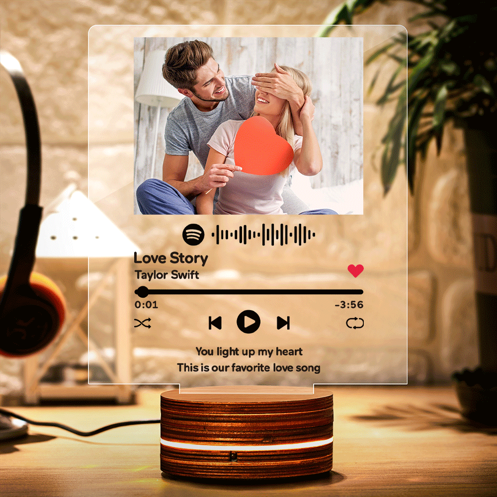 Veilleuse Spotify Art Personnalisée Avec Cadeau De La Saint-valentin Scannable Music Night Light - soufeelfr