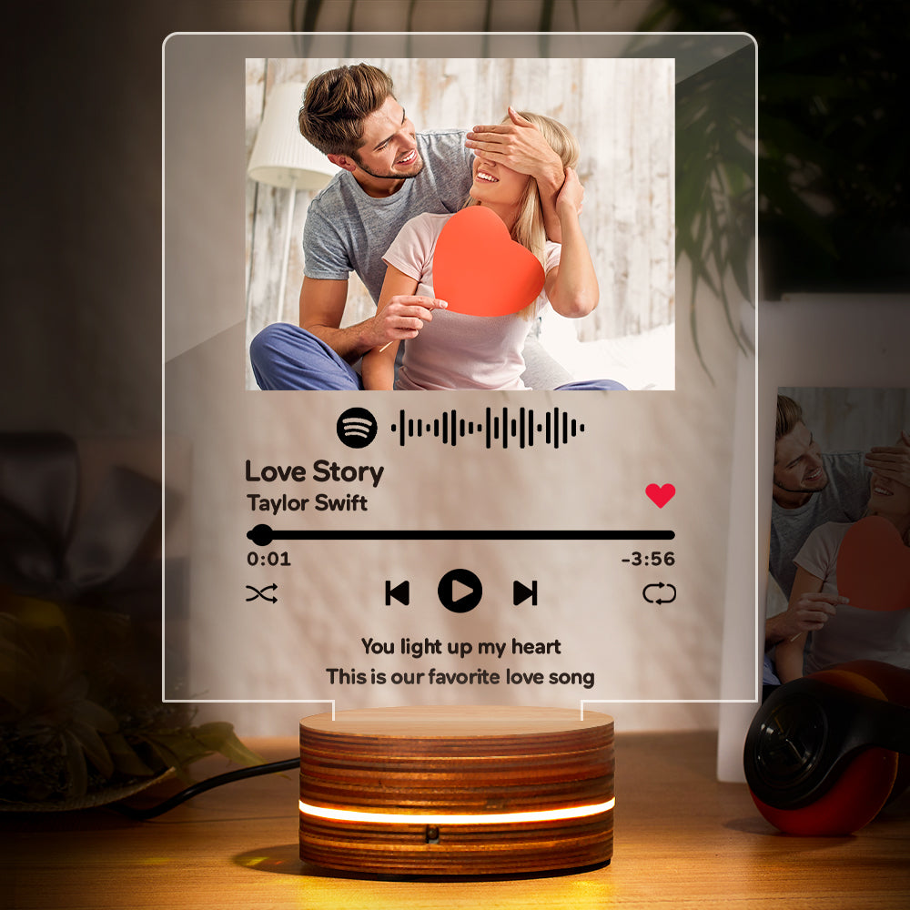 Veilleuse Spotify Art Personnalisée Avec Cadeau De La Saint-valentin Scannable Music Night Light - soufeelfr