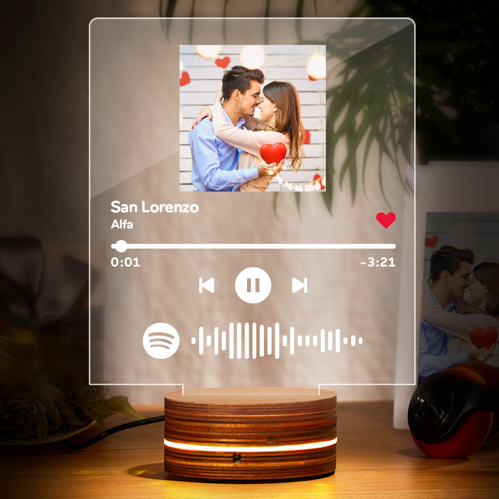 Photo Personnalisée Spotify Code Veilleuse Chanson Personnalisée Lampe Couples Cadeau - soufeelfr
