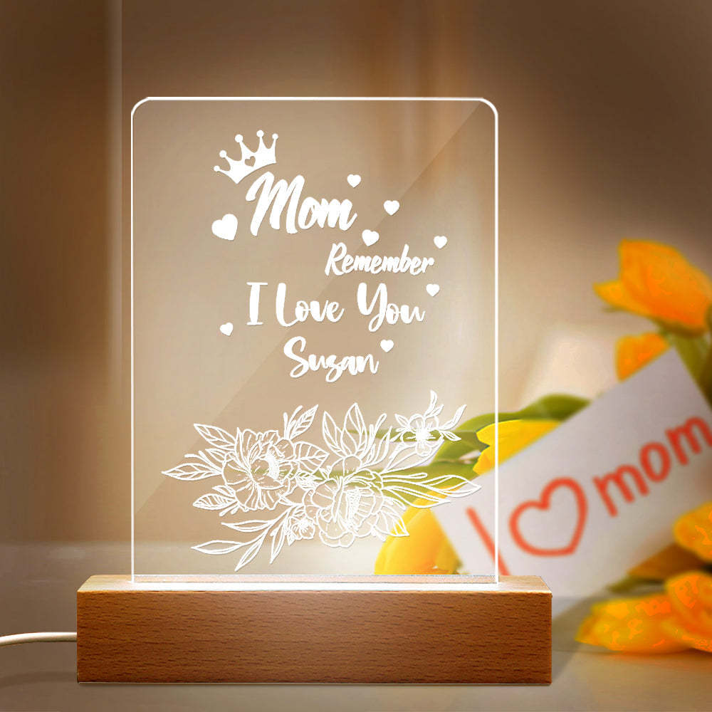 Cadeau Personnalisé De Lampe Acrylique De Votre Nom Pour Maman - soufeelfr