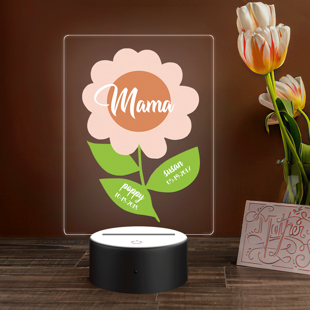 Cadeau Personnalisé De Lampe Acrylique De Nom Et De Date Pour Maman - soufeelfr