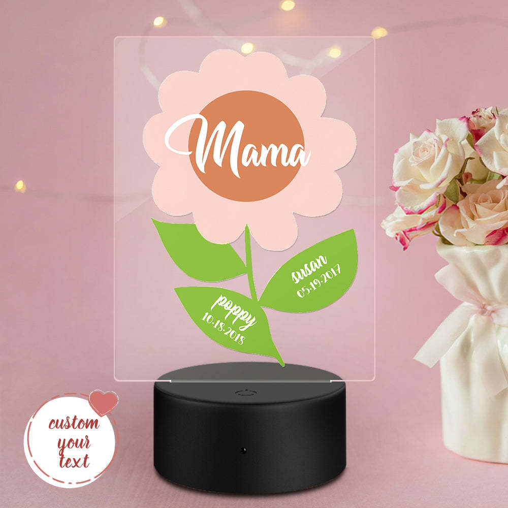 Cadeau Personnalisé De Lampe Acrylique De Nom Et De Date Pour Maman - soufeelfr