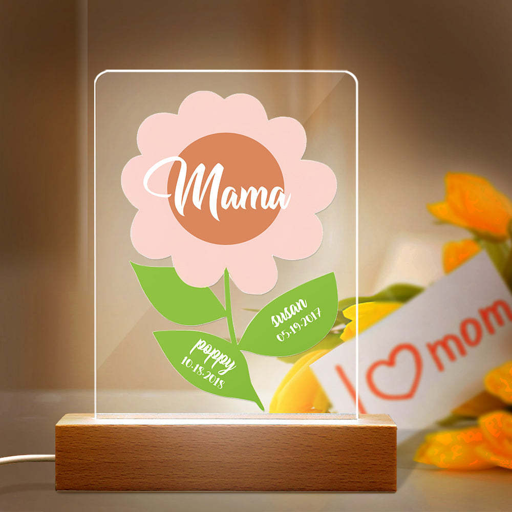 Cadeau Personnalisé De Lampe Acrylique De Nom Et De Date Pour Maman - soufeelfr